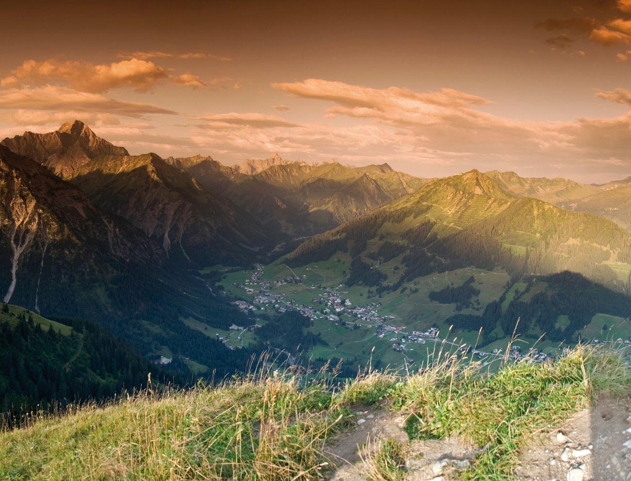 Mountain panorama in the Kleinwalsertal valley, Austria